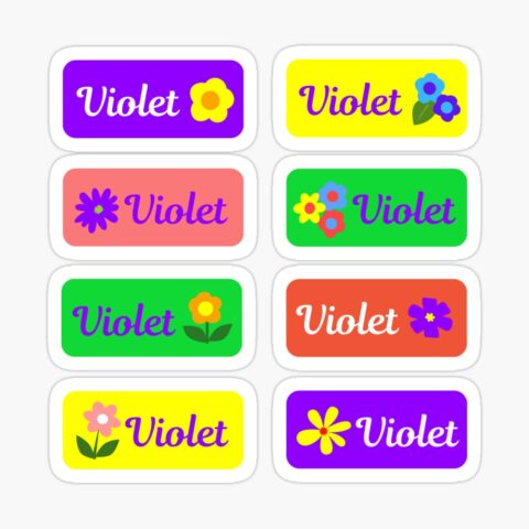 VIOLET Colorful Sticker with flower design