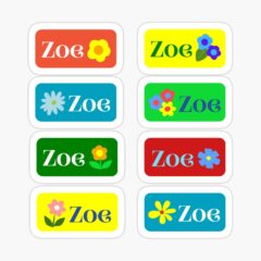 ZOE Colorful Sticker with flower design